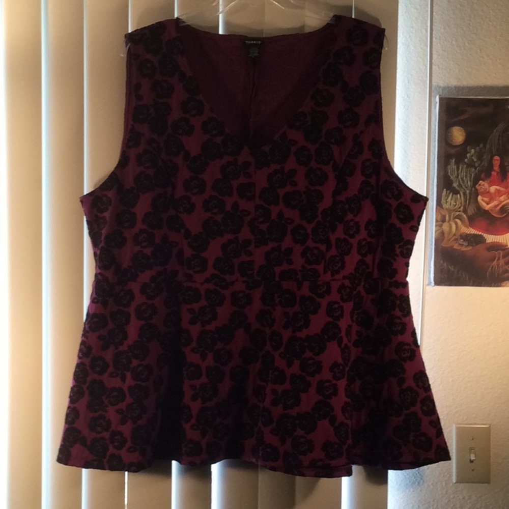 Rose Brocade Peplum Top